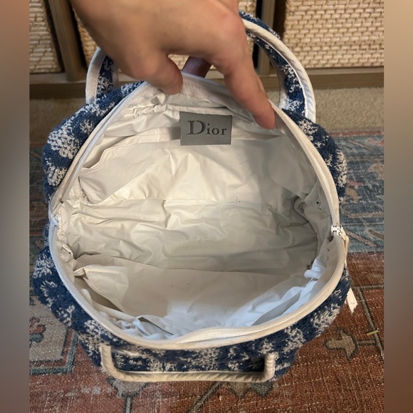 DIOR VTG Y2K Trotter No. 2 Bag Handbag Cotton Blue White Galliano Vintage Rare - Picture 10 of 14